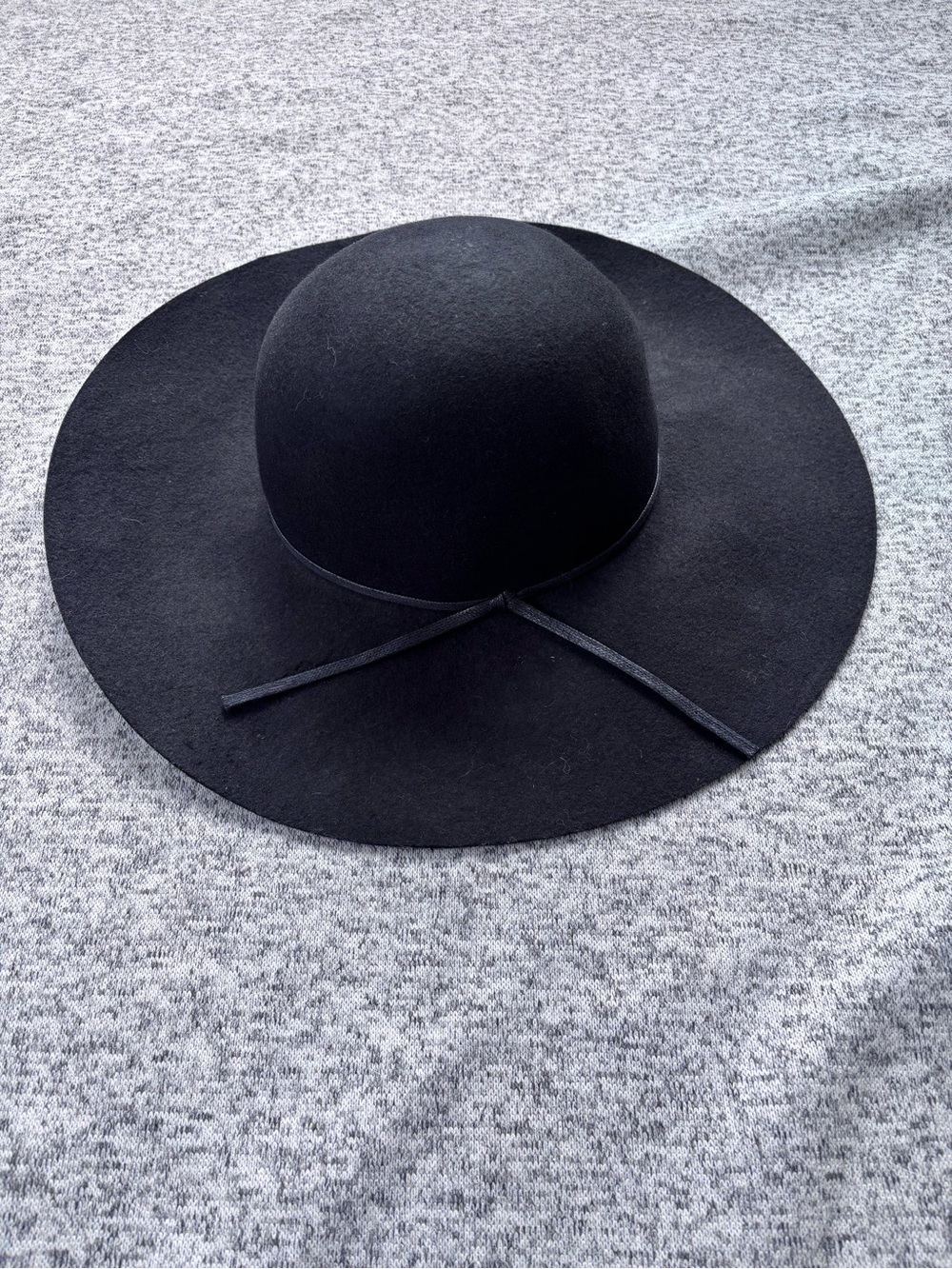 Nordstrom BP  100% Wool Hat Black Felt Floppy Wide Brim Black Band